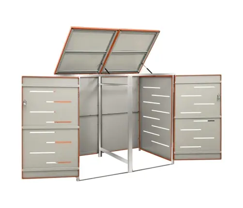 2-Daļīga Nojume Atkritumu Konteineram,138X77,5X112,5Cm, Tērauds Vidaxl