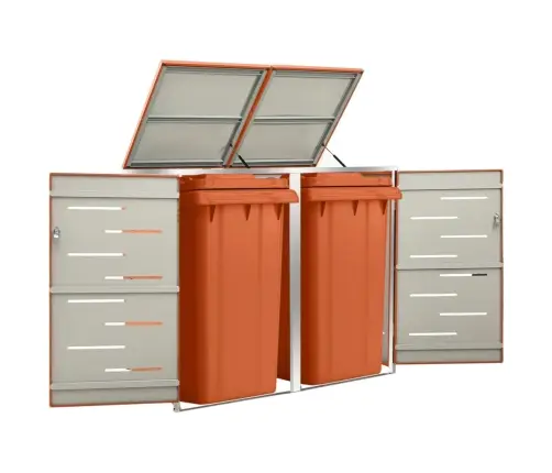 2-Daļīga Nojume Atkritumu Konteineram,138X77,5X112,5Cm, Tērauds Vidaxl