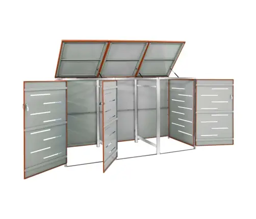 3-Daļīga Nojume Atkritumu Tvertnēm, 207X77,5X112,5 Cm, Tērauds Vidaxl