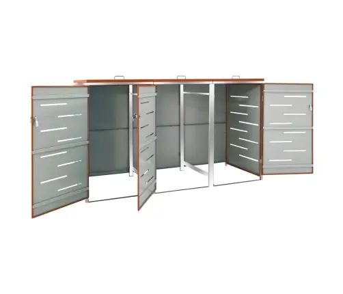 3-Daļīga Nojume Atkritumu Tvertnēm, 207X77,5X112,5 Cm, Tērauds Vidaxl