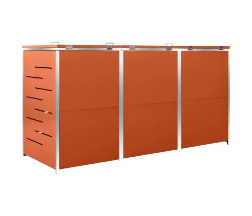 3-Daļīga Nojume Atkritumu Tvertnēm, 207X77,5X112,5 Cm, Tērauds Vidaxl
