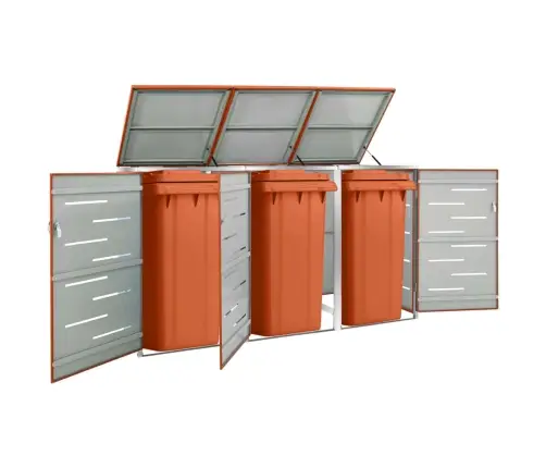 3-Daļīga Nojume Atkritumu Tvertnēm, 207X77,5X112,5 Cm, Tērauds Vidaxl