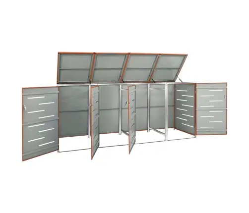 4-Daļīga Nojume Atkritumu Tvertnēm, 276,5X77,5X112,5Cm, Tērauds Vidaxl