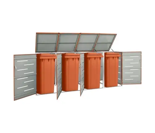 4-Daļīga Nojume Atkritumu Tvertnēm, 276,5X77,5X112,5Cm, Tērauds Vidaxl