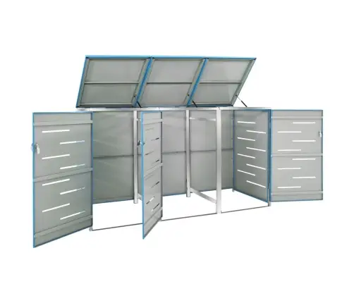 3-Daļīga Nojume Atkritumu Tvertnēm, 207X77,5X112,5 Cm, Tērauds Vidaxl