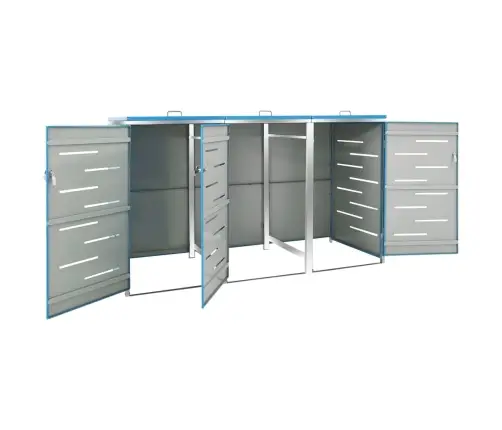 3-Daļīga Nojume Atkritumu Tvertnēm, 207X77,5X112,5 Cm, Tērauds Vidaxl