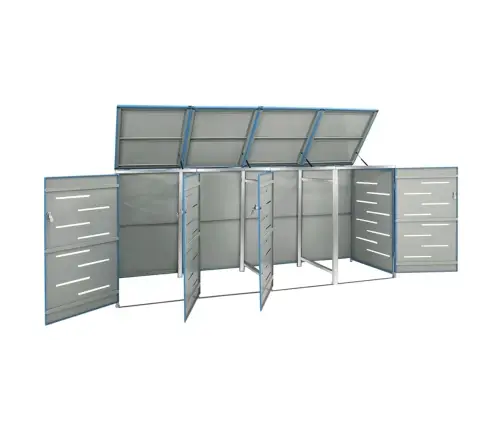 4-Daļīga Nojume Atkritumu Tvertnēm, 276,5X77,5X112,5Cm, Tērauds Vidaxl