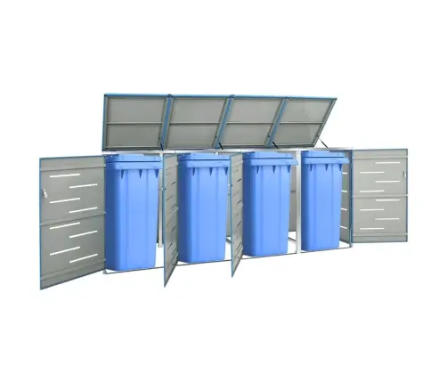 4-Daļīga Nojume Atkritumu Tvertnēm, 276,5X77,5X112,5Cm, Tērauds Vidaxl