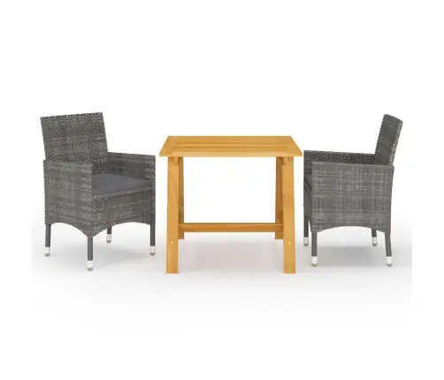 3-Daļīgs Dārza Mēbeļu Komplekts, Pelēks Vidaxl