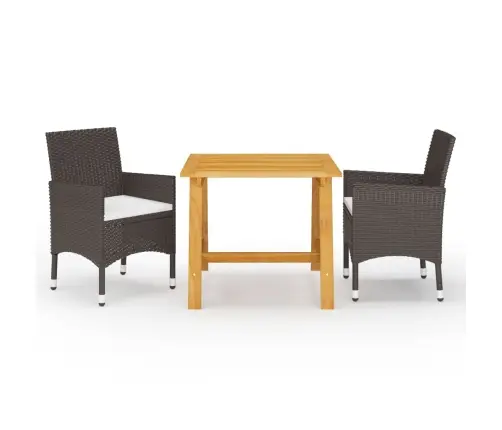 Sodo Valgomojo Baldų Komplektas, 3 Dalių, Rudos Spalvos