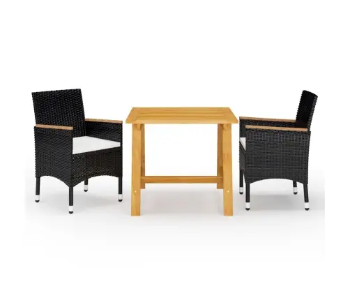 3-Daļīgs Dārza Mēbeļu Komplekts, Melns Vidaxl