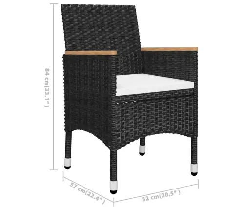 3-Daļīgs Dārza Mēbeļu Komplekts, Melns Vidaxl