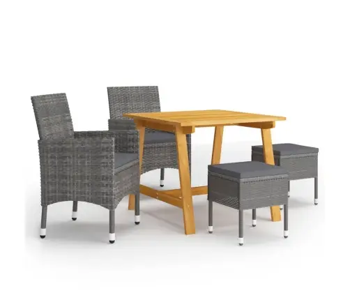 Sodo Valgomojo Baldų Komplektas, 5 Dalių, Pilkos Spalvos