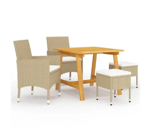 5-Daļīgs Dārza Mēbeļu Komplekts, Bēšs Vidaxl