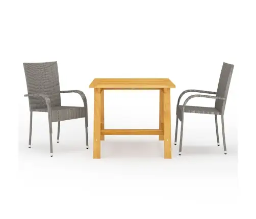 3-Daļīgs Dārza Mēbeļu Komplekts, Pelēks Vidaxl