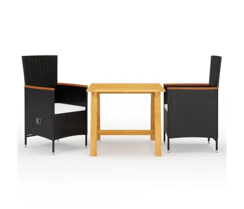 3-Daļīgs Dārza Mēbeļu Komplekts, Melns Vidaxl