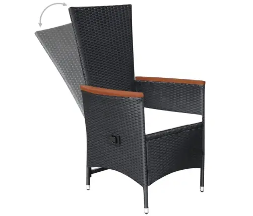 3-Daļīgs Dārza Mēbeļu Komplekts, Melns Vidaxl