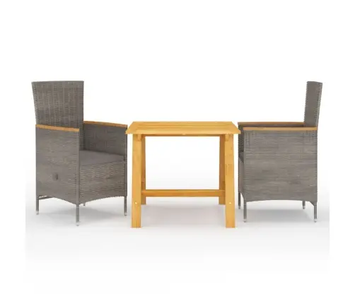 Sodo Valgomojo Baldų Komplektas, 3 Dalių, Pilkos Spalvos