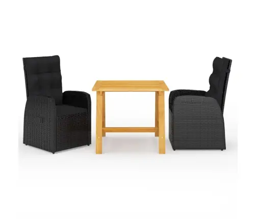 Sodo Valgomojo Baldų Komplektas, 3 Dalių, Juodos Spalvos