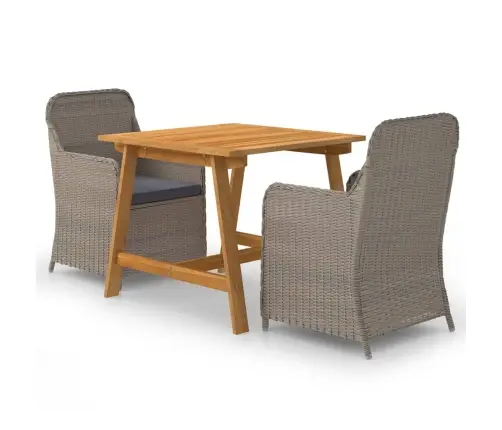 Sodo Valgomojo Baldų Komplektas, 3 Dalių, Rudos Spalvos