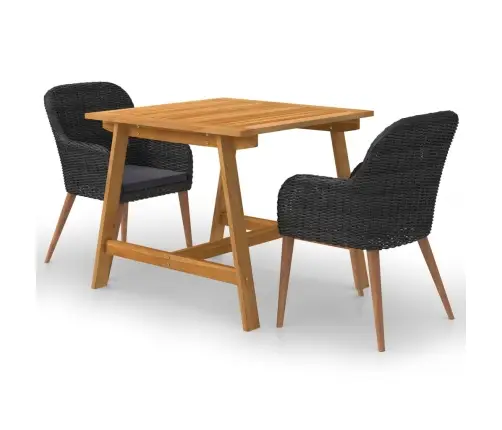 3-Daļīgs Dārza Mēbeļu Komplekts, Melns Vidaxl