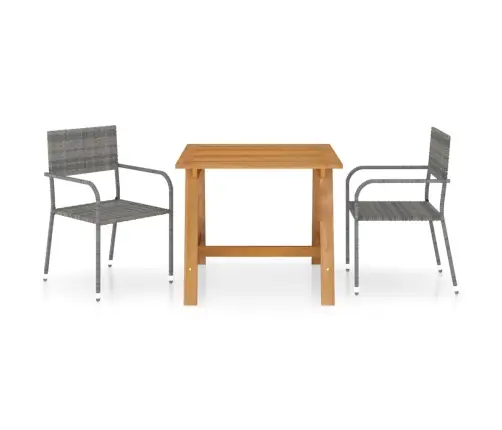 3-Daļīgs Dārza Mēbeļu Komplekts, Pelēks Vidaxl