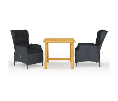 3-Osaline Aiamööbli Komplekt, Tumehall