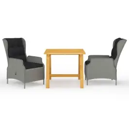 3-Daļīgs Dārza Mēbeļu Komplekts, Gaiši Pelēks Vidaxl