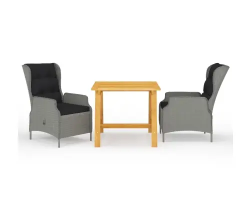 3-Daļīgs Dārza Mēbeļu Komplekts, Gaiši Pelēks Vidaxl