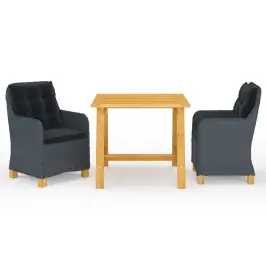 3-Daļīgs Dārza Mēbeļu Komplekts, Tumši Pelēks Vidaxl 3-Daļīgs Dārza Mēbeļu Komplekts, Tumši Pelēks Vidaxl