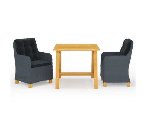 3-Daļīgs Dārza Mēbeļu Komplekts, Tumši Pelēks Vidaxl