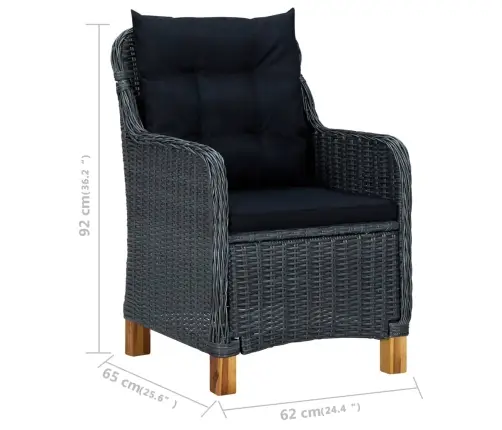 3-Daļīgs Dārza Mēbeļu Komplekts, Tumši Pelēks Vidaxl