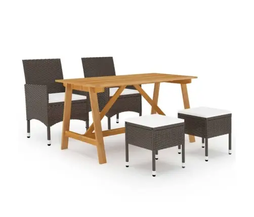 5-Osaline Aiamööbli Komplekt, Pruun