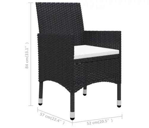 3-Daļīgs Dārza Mēbeļu Komplekts, Melns Vidaxl