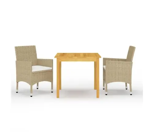 3-Daļīgs Dārza Mēbeļu Komplekts, Bēšs Vidaxl