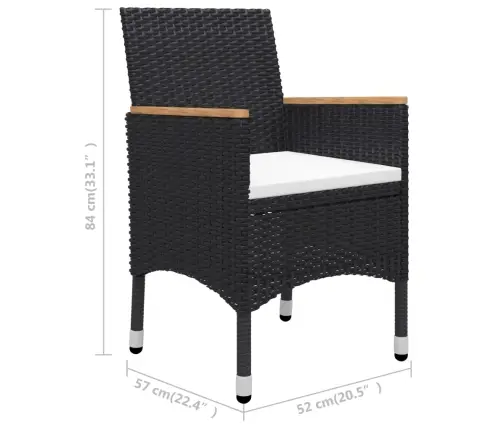 3-Daļīgs Dārza Mēbeļu Komplekts, Melns Vidaxl