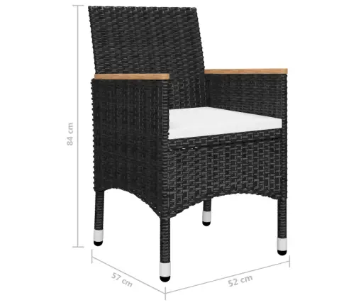 5-Daļīgs Dārza Mēbeļu Komplekts, Melns Vidaxl