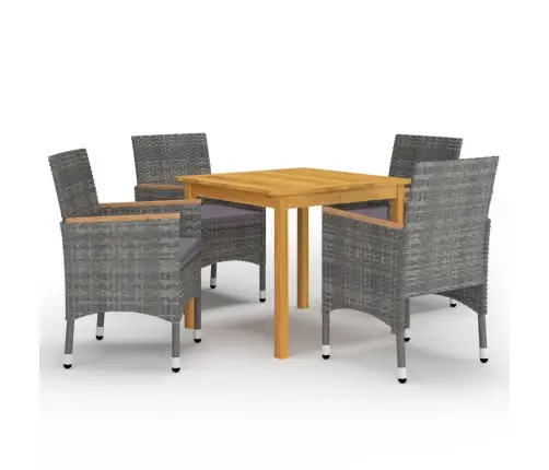 5-Daļīgs Dārza Mēbeļu Komplekts, Pelēks Vidaxl