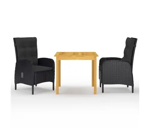 3-Daļīgs Dārza Mēbeļu Komplekts, Melns Vidaxl