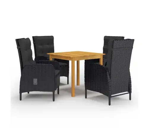 5-Osaline Aiamööbli Komplekt, Must