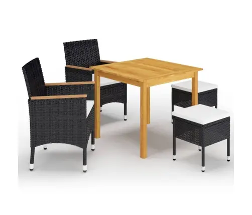 5-Daļīgs Dārza Mēbeļu Komplekts, Melns Vidaxl