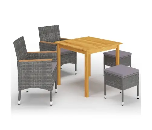 Sodo Valgomojo Baldų Komplektas, 5 Dalių, Pilkos Spalvos