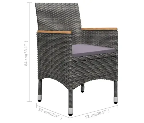 Sodo Valgomojo Baldų Komplektas, 5 Dalių, Pilkos Spalvos