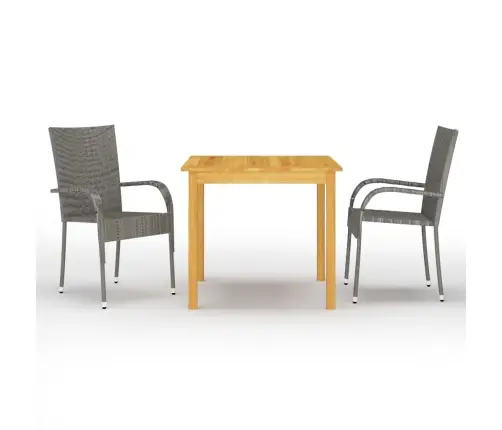 3-Daļīgs Dārza Mēbeļu Komplekts, Pelēks Vidaxl