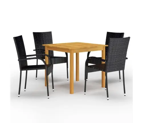 5-Osaline Aiamööblikomplekt, Must