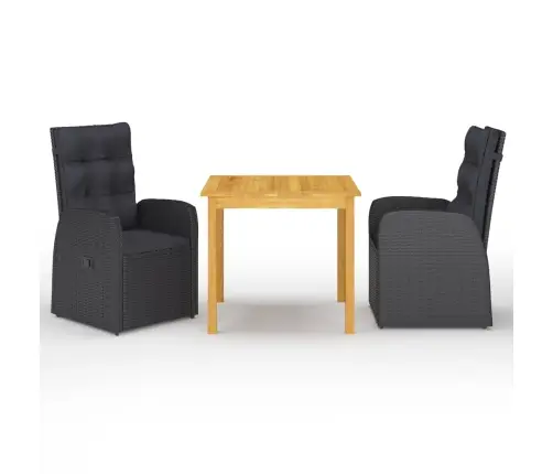 3-Daļīgs Dārza Mēbeļu Komplekts, Melns Vidaxl