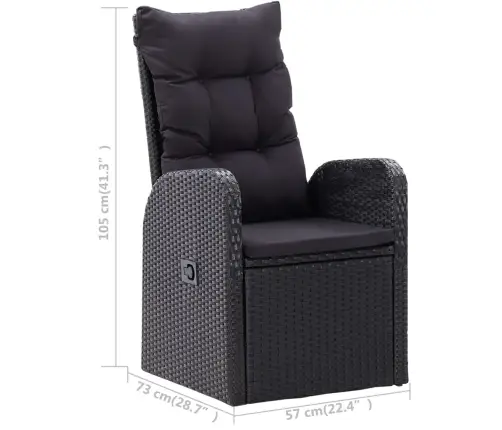 3-Daļīgs Dārza Mēbeļu Komplekts, Melns Vidaxl