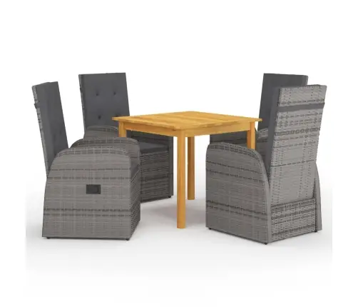 5-Daļīgs Dārza Mēbeļu Komplekts, Pelēks Vidaxl