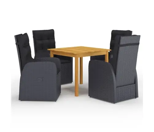 5-Daļīgs Dārza Mēbeļu Komplekts, Melns Vidaxl