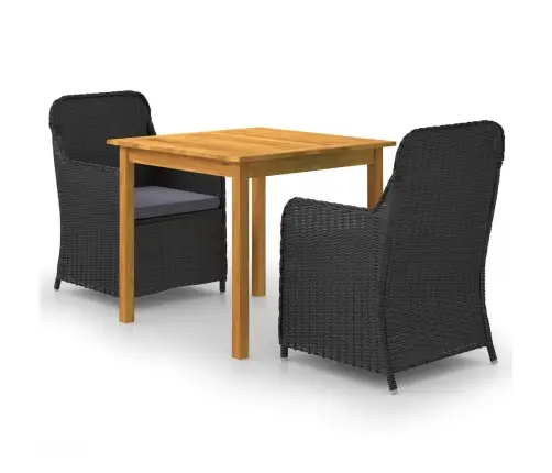 Sodo Valgomojo Baldų Komplektas, 3 Dalių, Juodos Spalvos